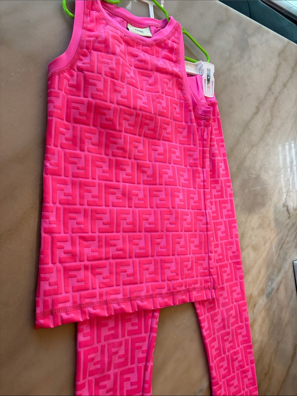 Fendi Girls Bright Fuchsia Logo Tank & Legging Set